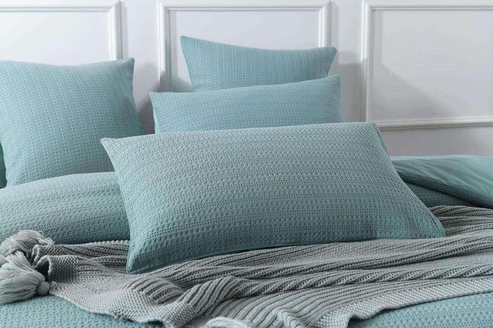 Buy Chunky Waffle Blue Quilt Cover Set