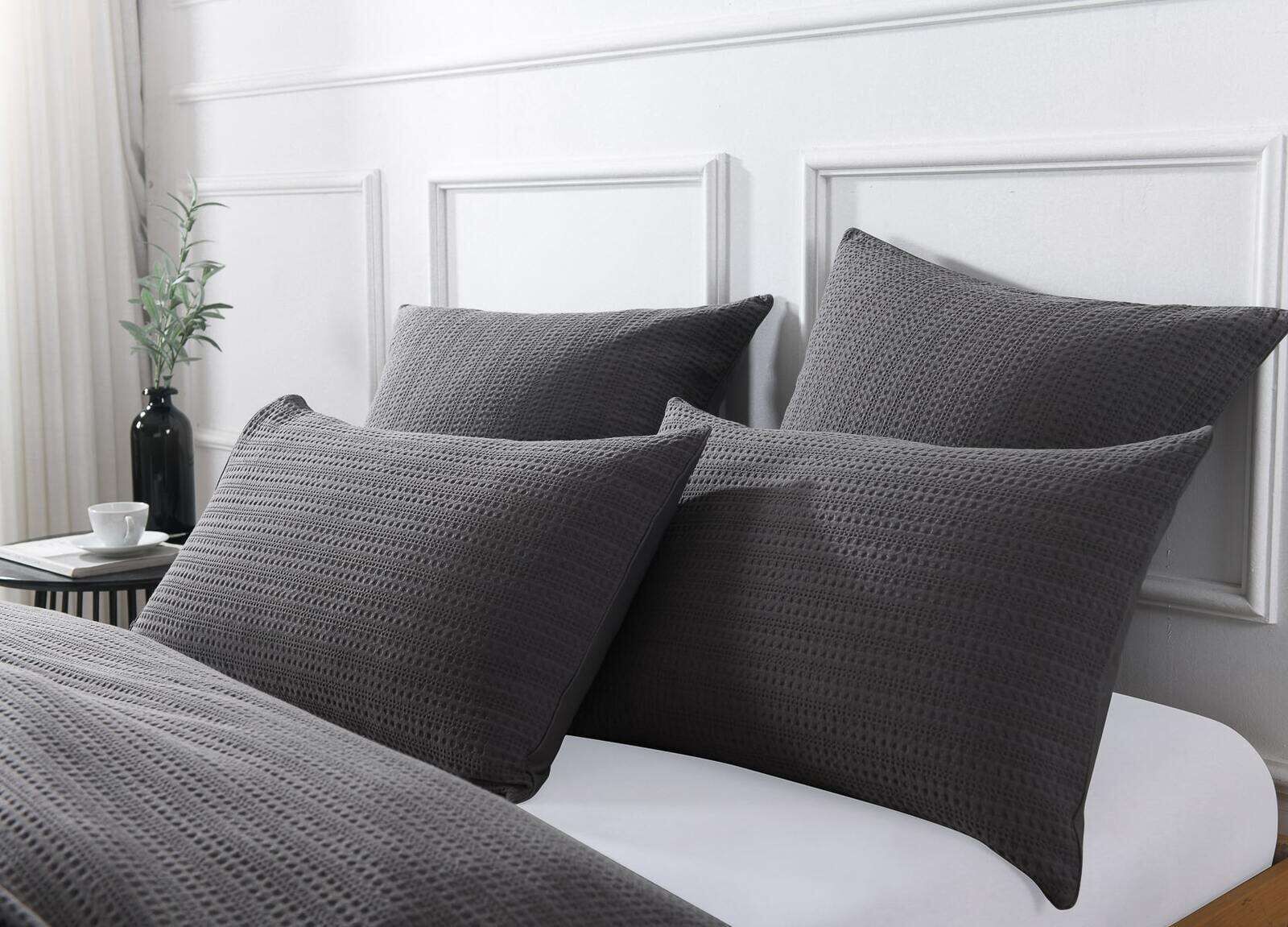 Buy Jax Chunky Waffle Charcoal Quilt Cover Set