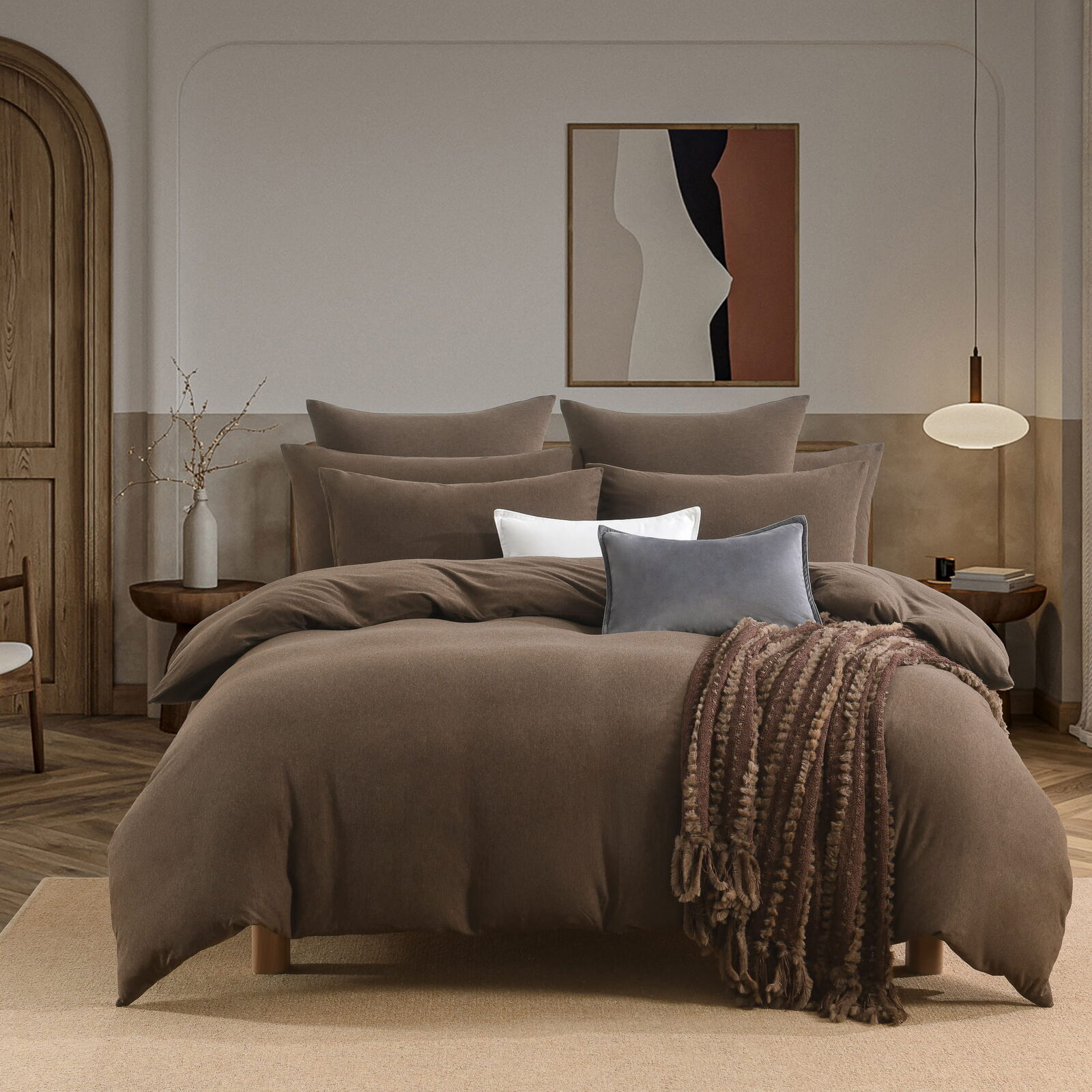 Jersey Quilt Cover Set Chocolate — additional product view