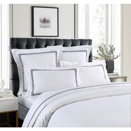 Ambassador 1000TC Embroidered White with Navy [SIZE: Tailored Standard pillowcase]