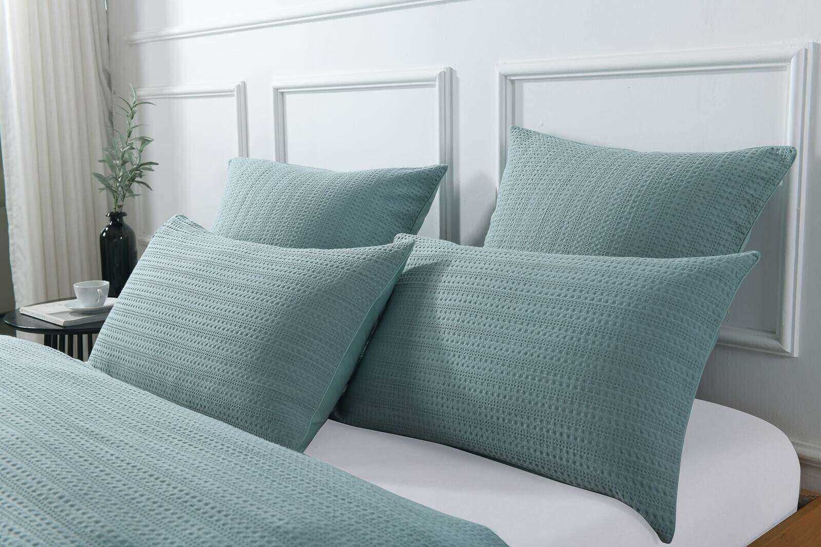 Buy Chunky Waffle Blue Quilt Cover Set