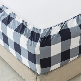 Gingham Navy Printed Sheet Set [Size: King Bed Extra Depth]