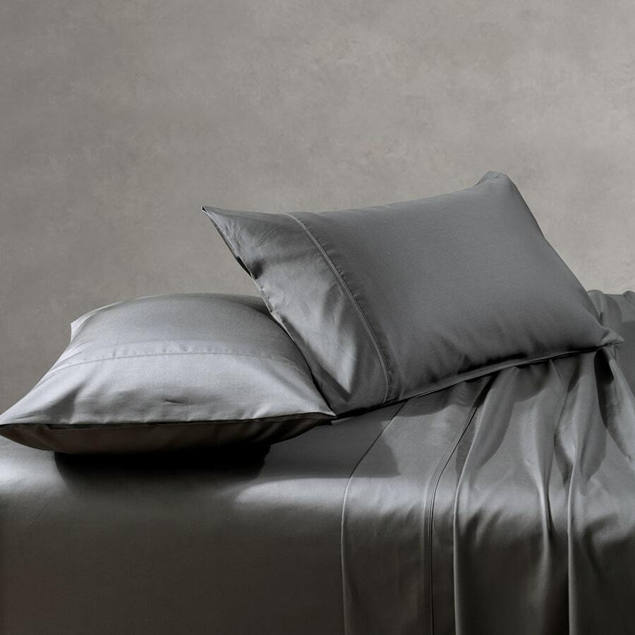 1000 Thread Count Cotton Sheet Set, Dark Grey Bed Sheets Super King
