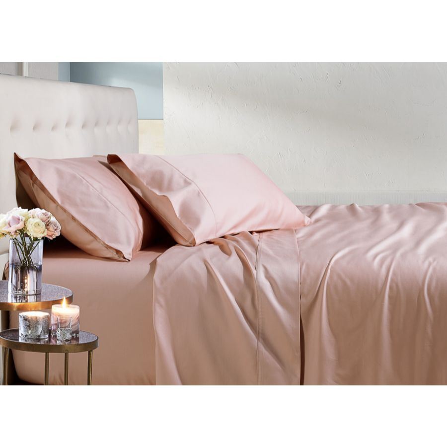 Soho 1000TC Cotton Fitted Sheet Blush Super Queen Bed