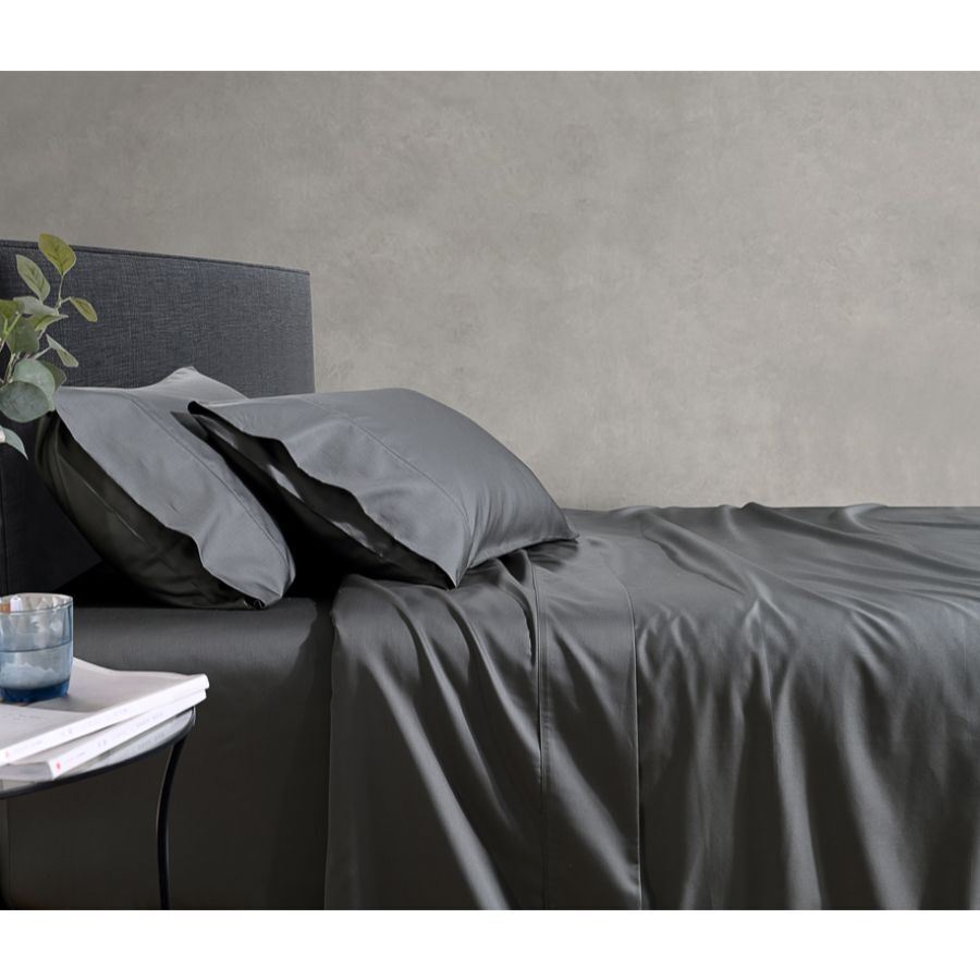 1000 Thread Count Cotton Fitted Sheet, Dark Grey Bed Sheets Super King