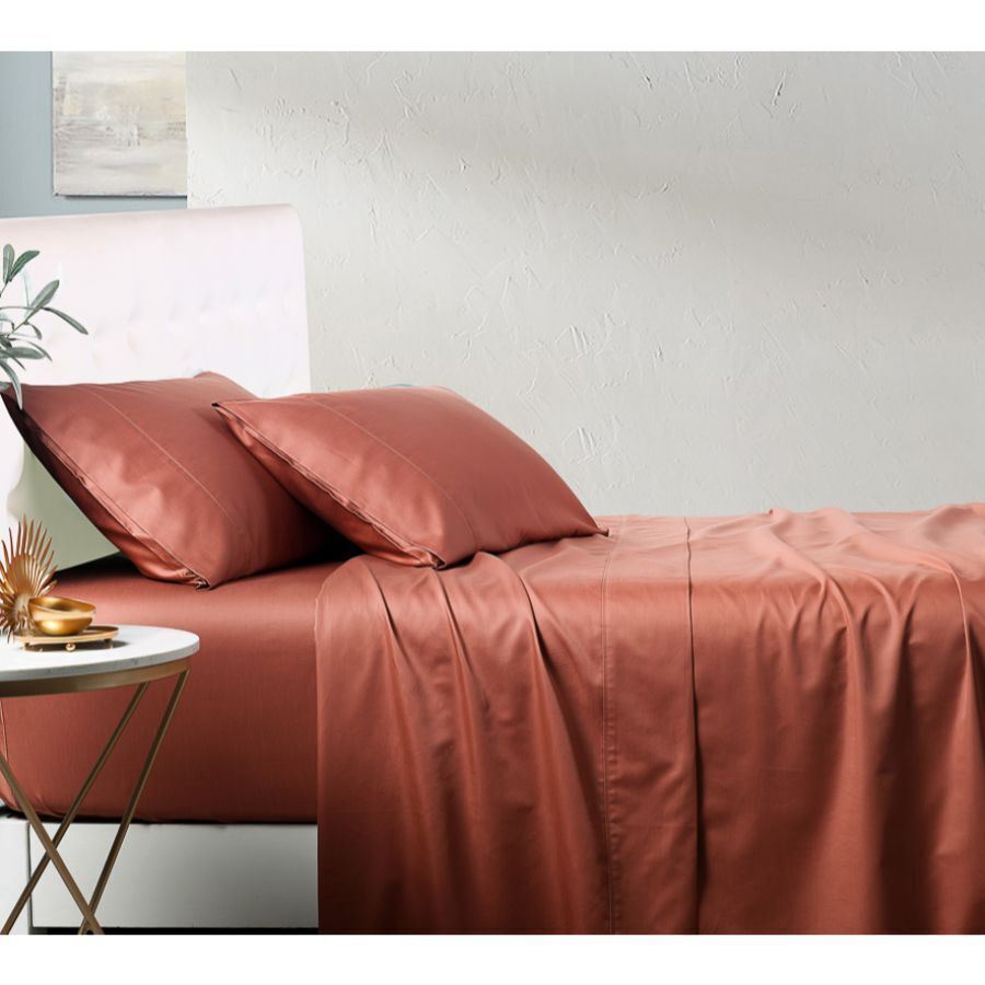 Soho 1000TC Cotton Sheet Set Rust Super King Bed