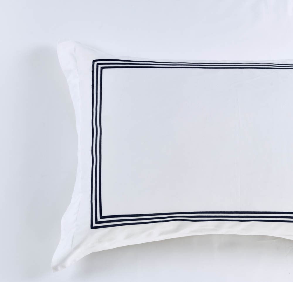 Ritz Embroidered King Size Pillowcase -1000 TC Navy