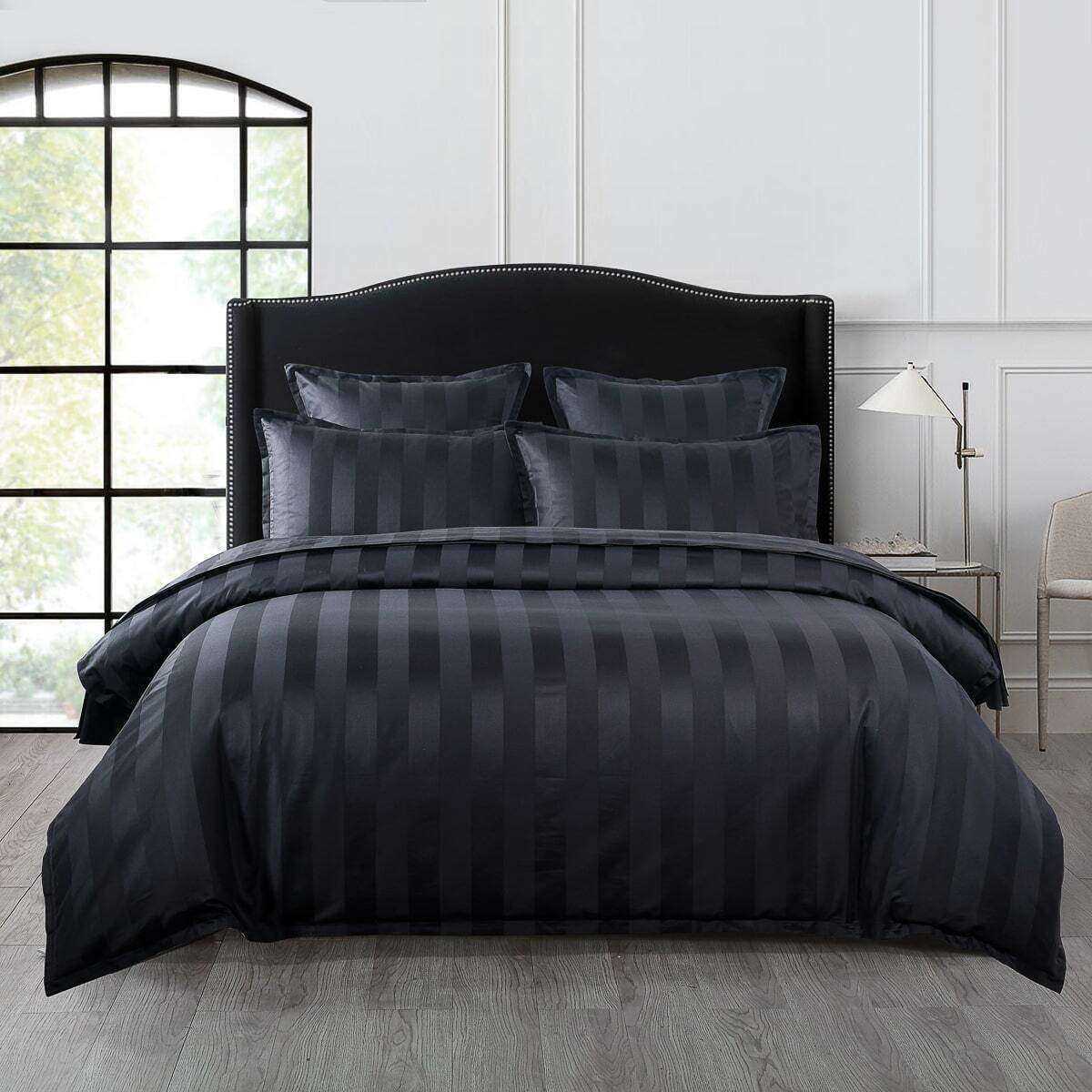 Bespoke 1200TC Quilt Cover Set Black [SIZE: Super King Bed]