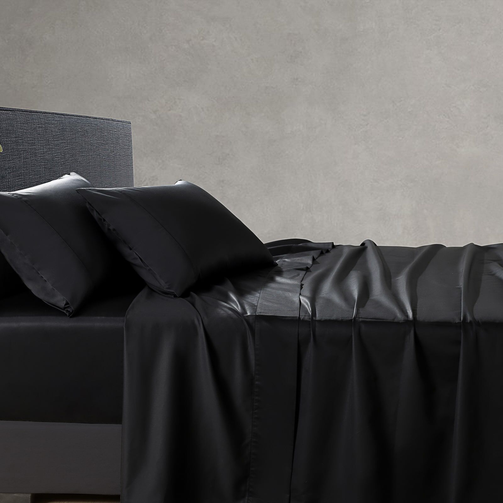 Soho 1000 Thread Count Cotton Sheet Set Black Super King Bed Extra Depth
