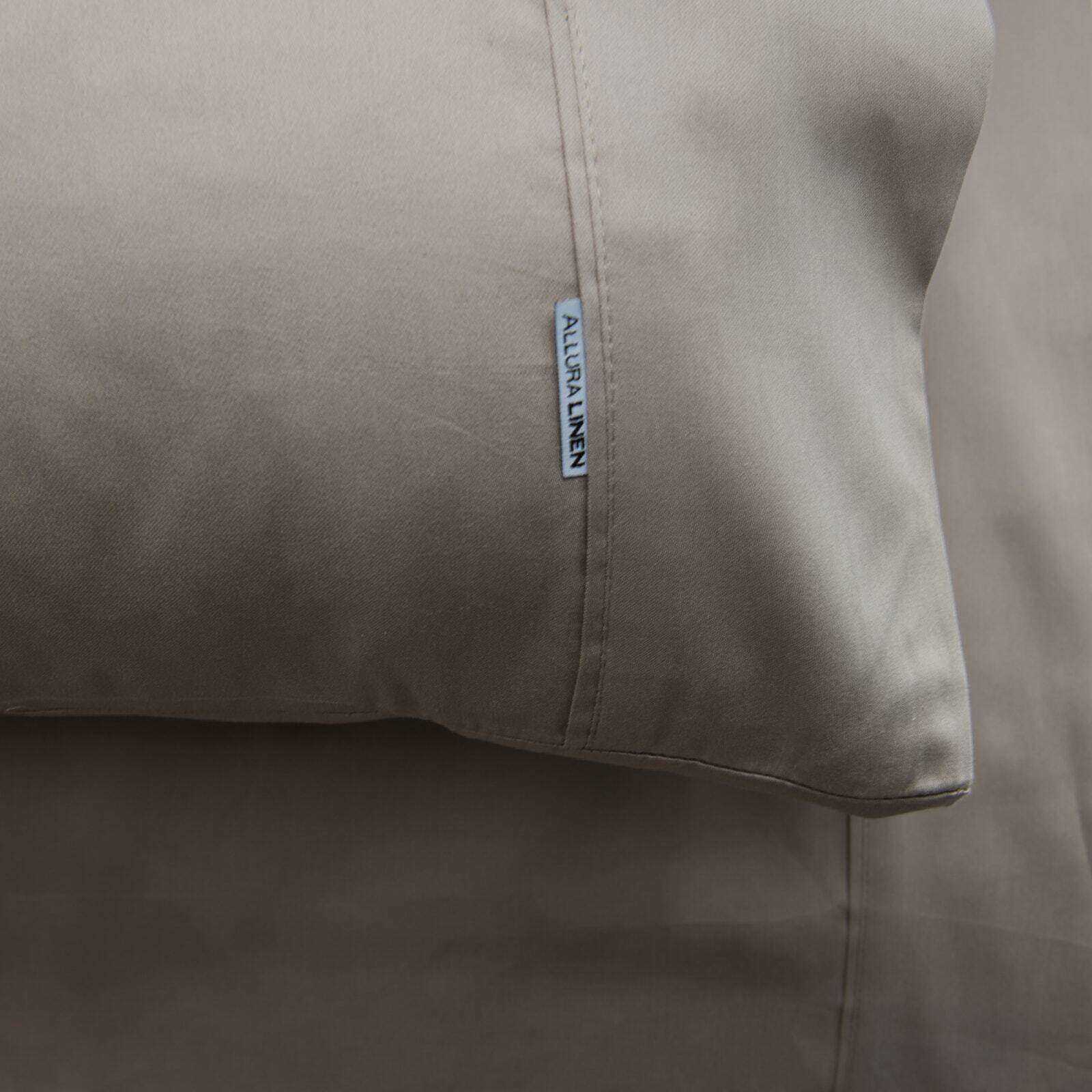 400TC Fitted Sheet Taupe Double Bed
