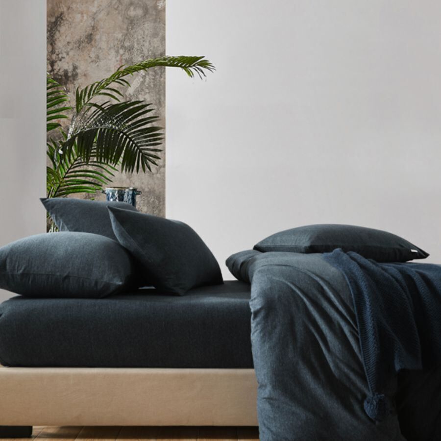 Jersey Quilt Cover Set Indigo Navy