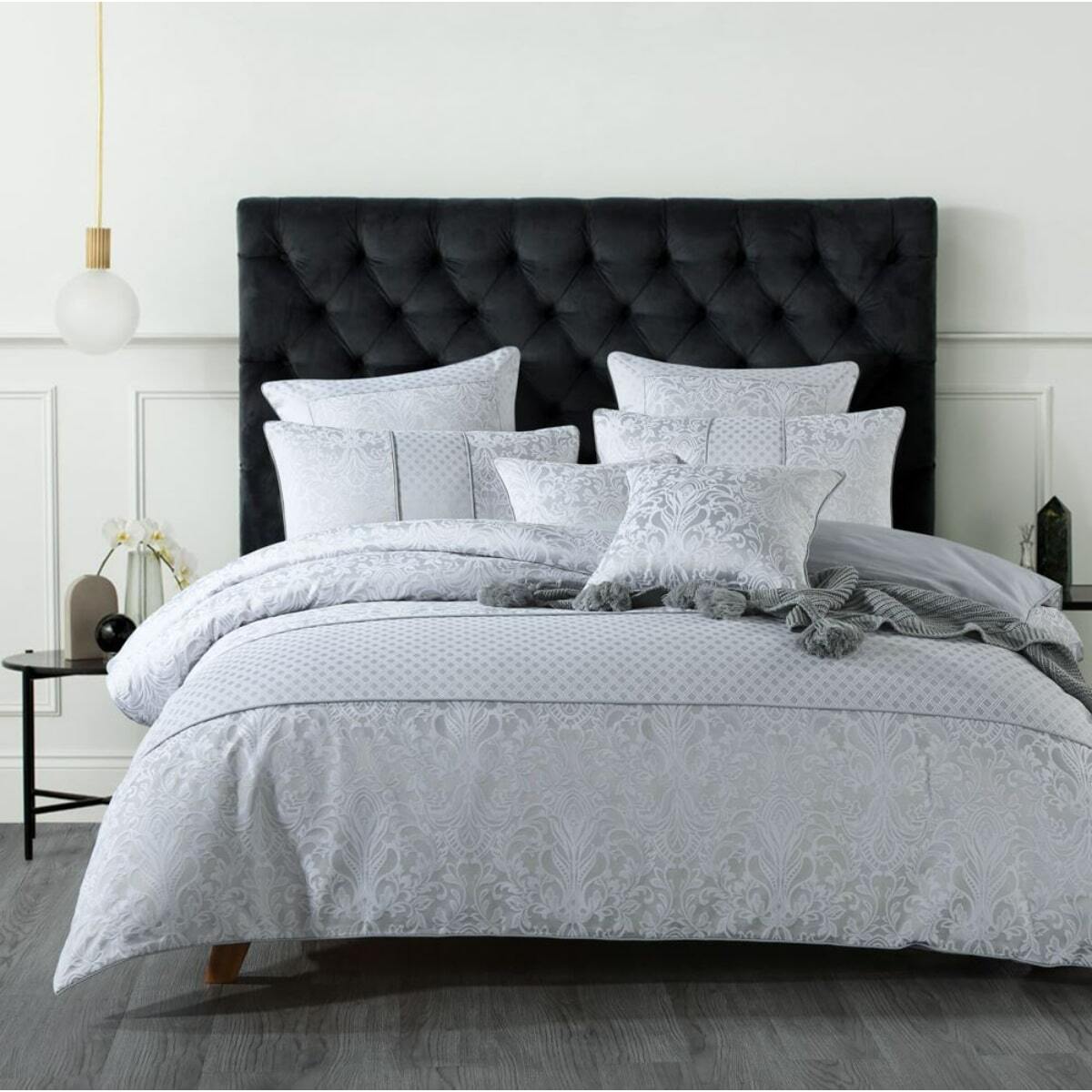 Angelina Grey Quilt Cover Set [SIZE: King Bed]