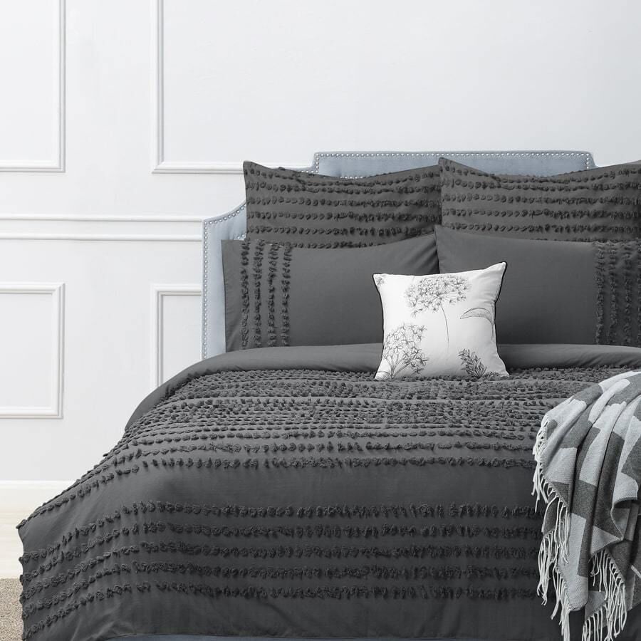 Dale Quilt Cover Set Charcoal