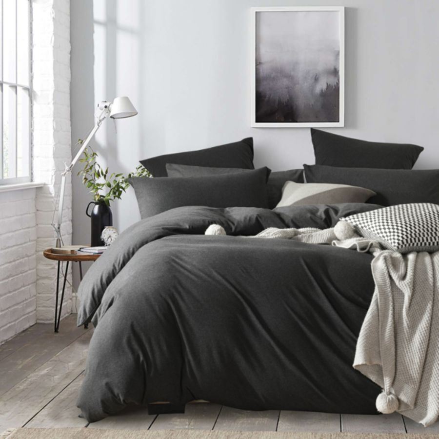 Jersey Quilt Cover Set Charcoal [SIZE: Super King Bed]