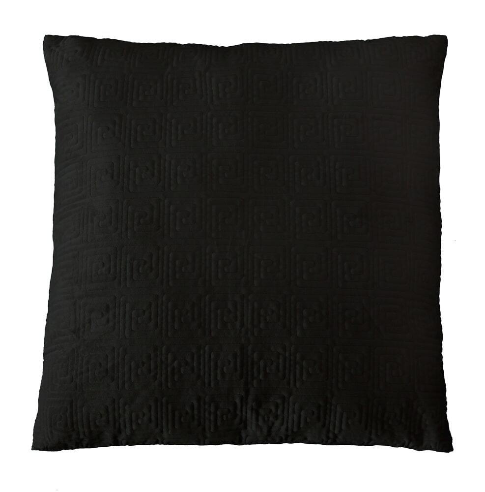 Velvet Greek Key European Pillowcase Black