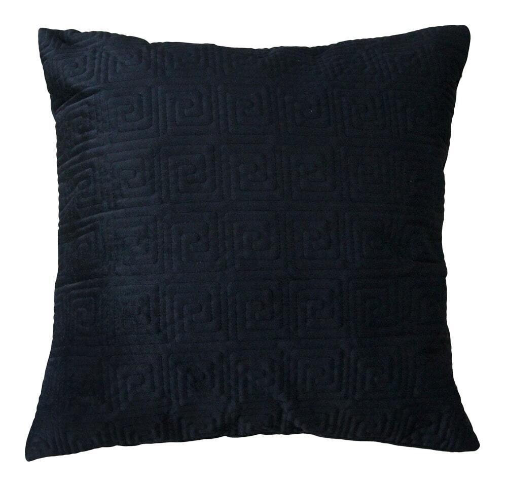 Velvet Greek Key Cushion - Black