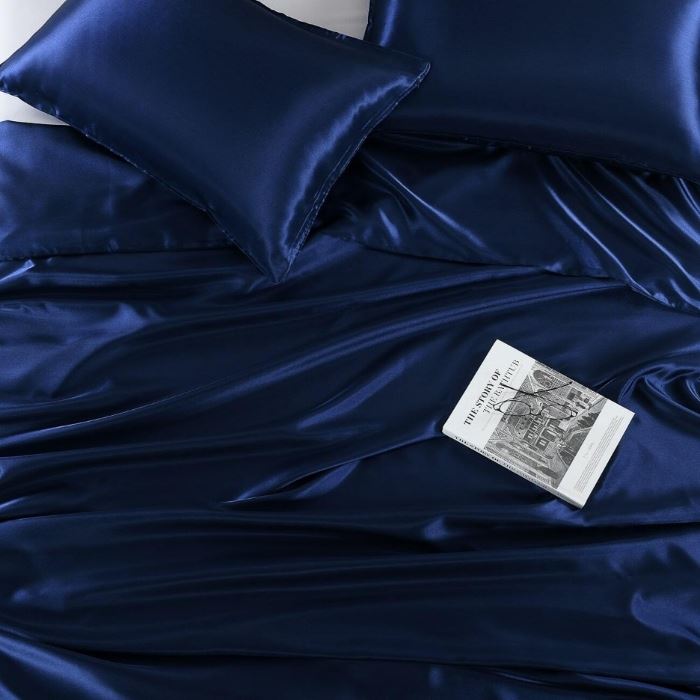 Blue satin sheet