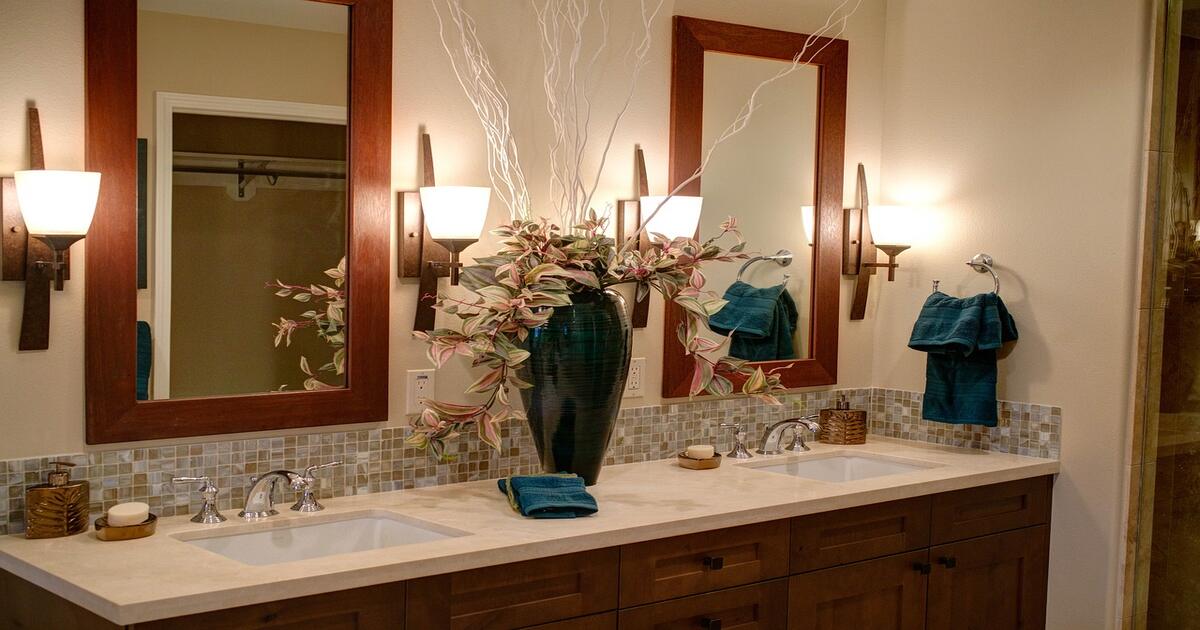 A double sink in a modern bathroom.