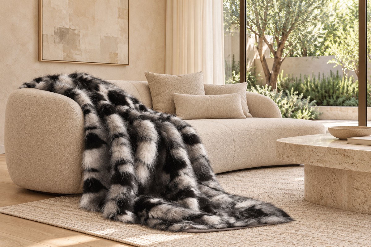 Sawyer Faux Fur Throw — living room styling