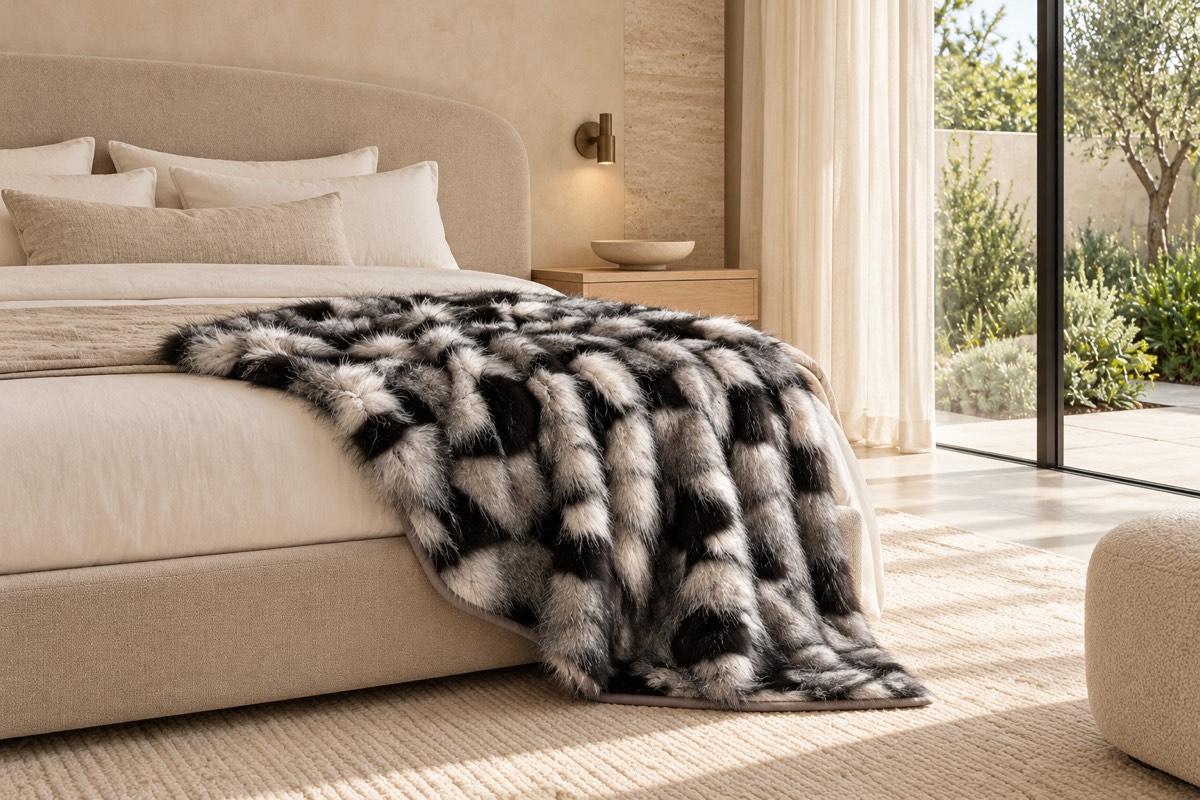 Sawyer Faux Fur Throw — bedroom styling