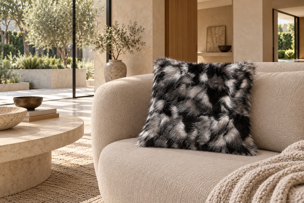 Sawyer Faux Fur Cushion — living room styling