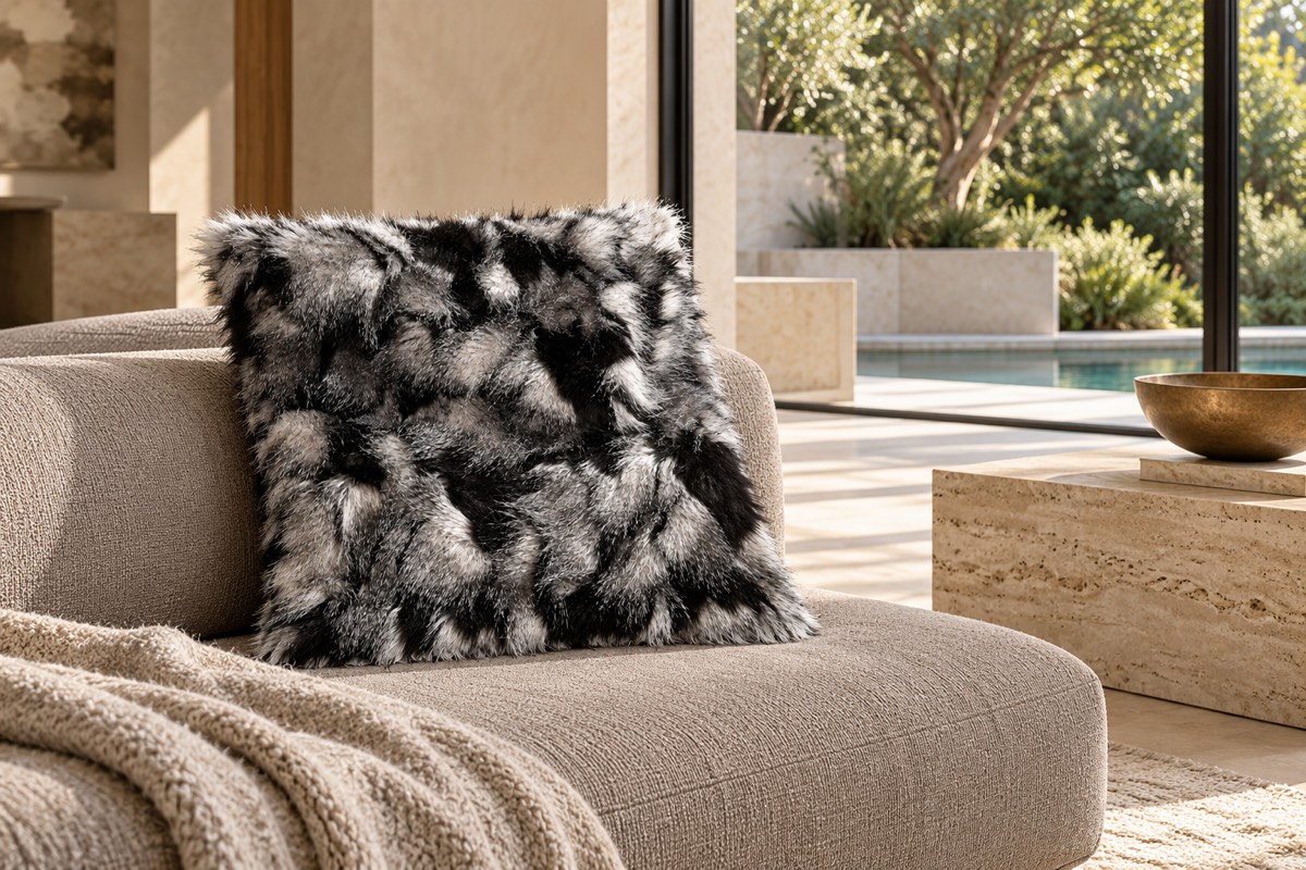Sawyer Faux Fur Cushion — texture and architectural styling