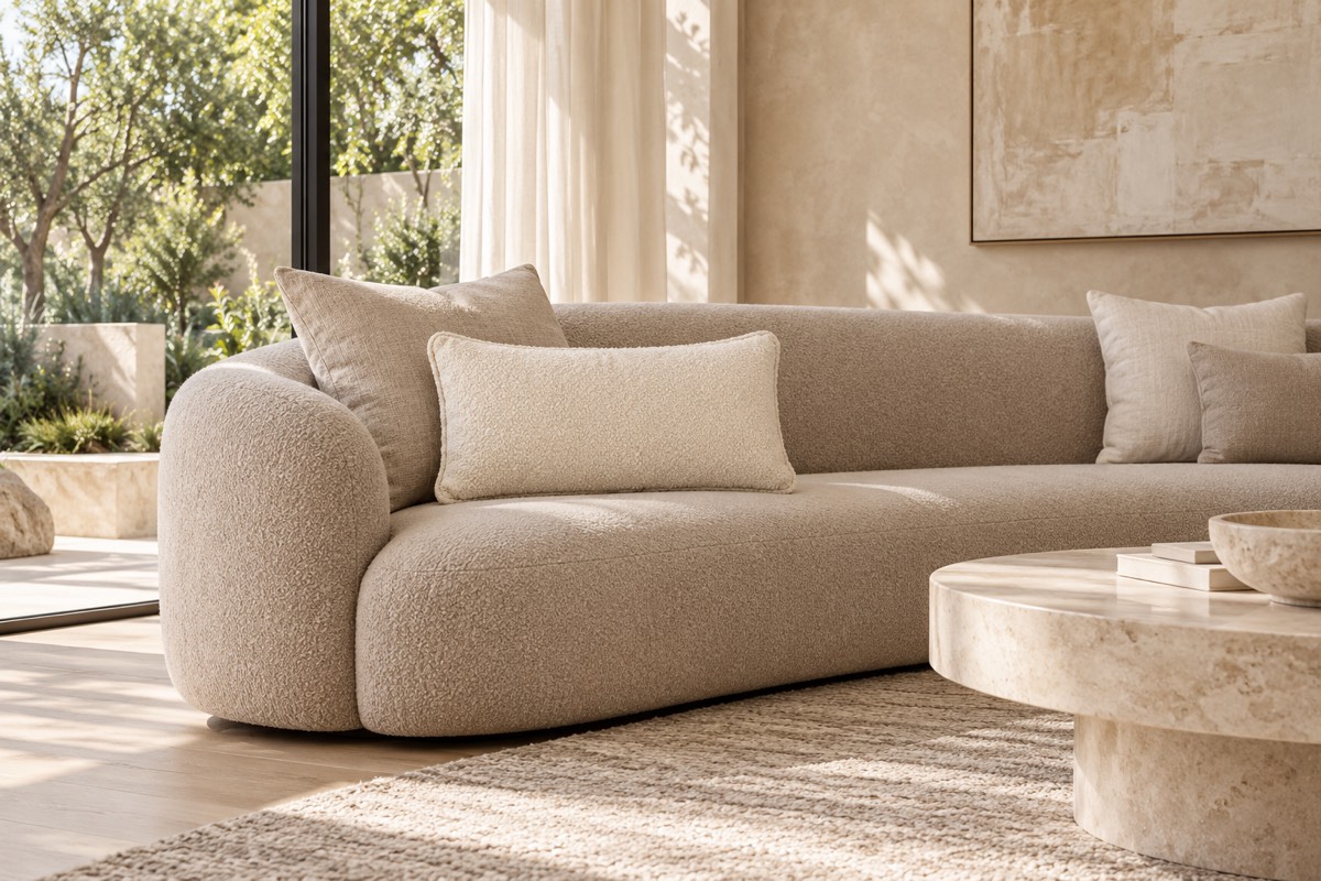 Boucle Breakfast Cushion - Linen — living room styling