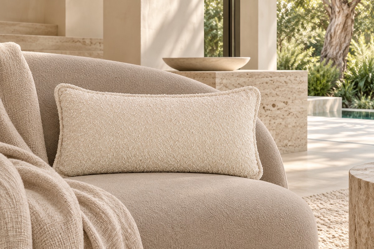 Boucle Breakfast Cushion - Linen — texture and architectural styling
