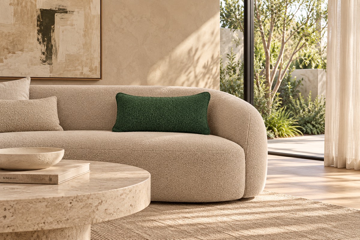 Boucle Breakfast Cushion - Green — living room styling