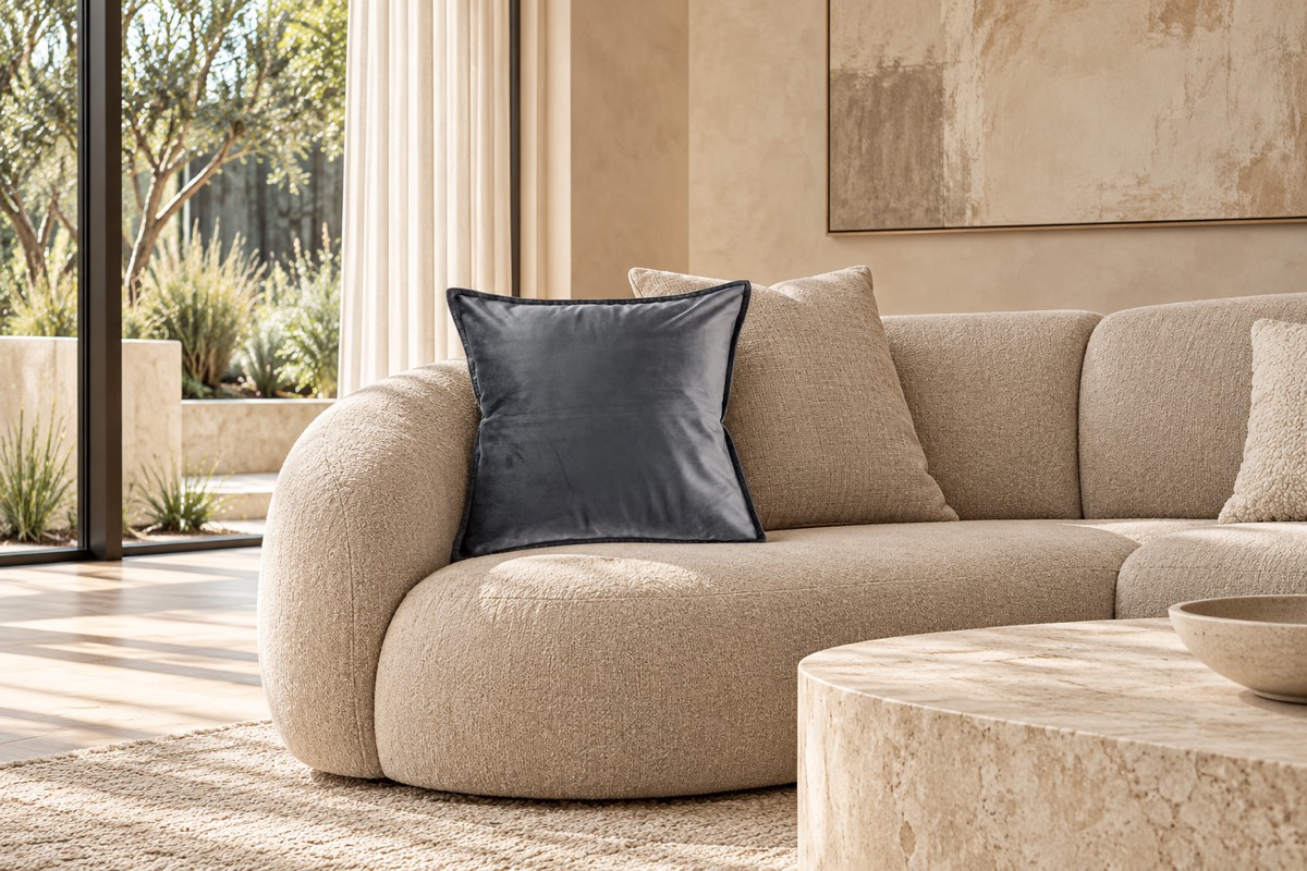 Velvet Cushion Square Charcoal — living room styling