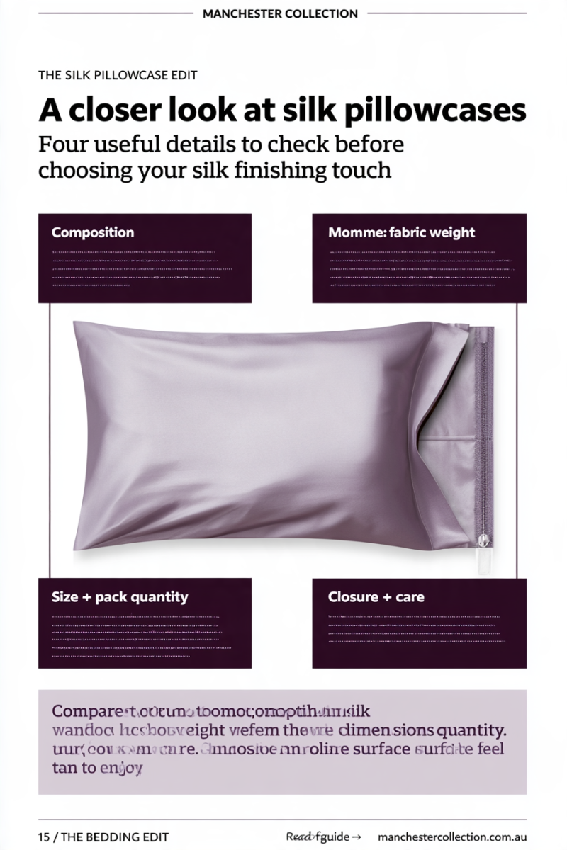 A plum silk pillowcase with a seam and zip closure.