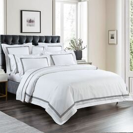 1000 TC Embroidered Black Quilt Cover Set King Size Pillow Case