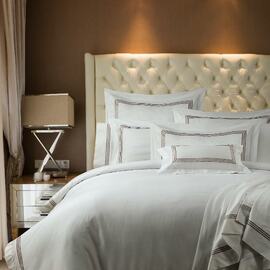 Ambassador Embroidered Standard Pillowcases ( PAIR ) -1000TC Mocha