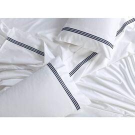Ritz Embroidered Standard Pillowcases ( PAIR ) -1000TC White Navy