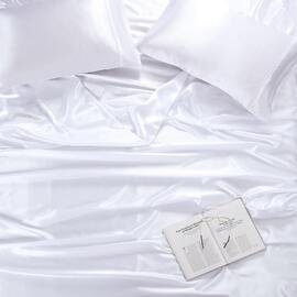 Satin Sheet Set King Bed White