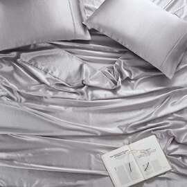Satin Sheet Set Double Bed Silver