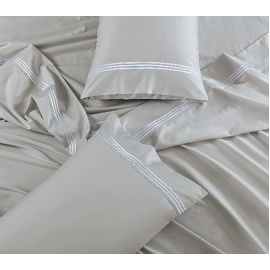 Ambassador 1000TC Embroidered Sheet Set Pearl Silver [SIZE: King Bed Extra Depth]