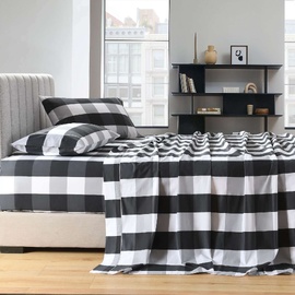 Gingham Black Printed Sheet Set [SIZE: King Bed Extra Depth]