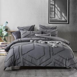 Domino Charcoal Quilt Cover Set