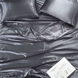 Satin Sheet Set Queen Bed Charcoal