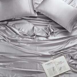 Satin Sheet Set Queen Bed Grey
