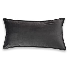 Velvet Cushion Oblong Charcoal