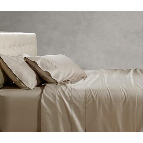 Soho 1000TC Cotton Fitted Sheet Linen King Bed Extra Depth Beige