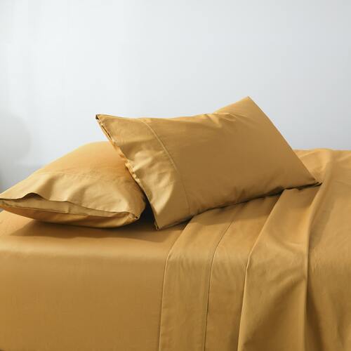 Soho 1000TC Cotton Sheet Set Mustard Queen Bed Extra Depth