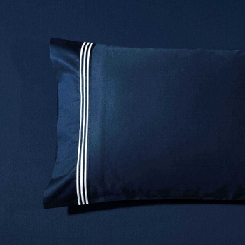 Ambassador Embroidered Standard Pillowcases ( PAIR ) -1000TC Navy with White