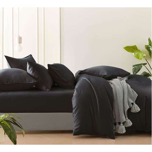 Bamboo Linen Fitted Sheet Charcoal