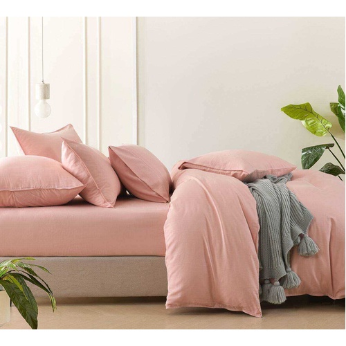 Bamboo Linen Fitted Sheet Pink