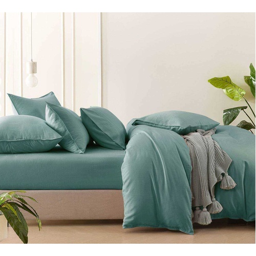 Bamboo Linen Fitted Sheet Duck Egg