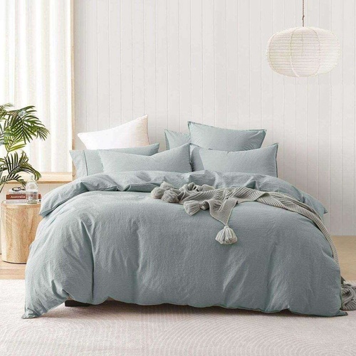 Stone Washed Quilt Cover Set Stormy Blue