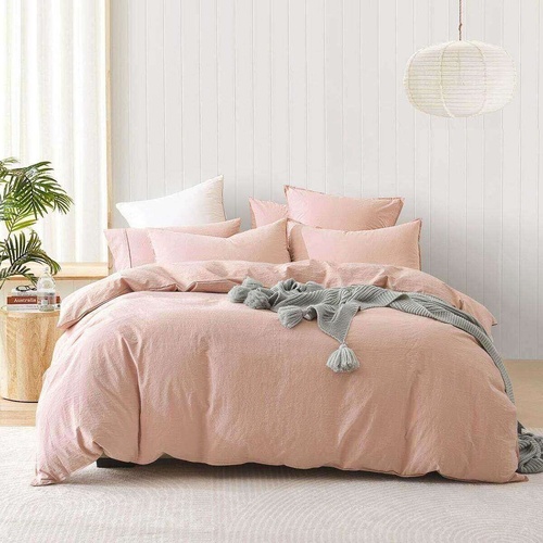Stone Washed Quilt Cover Set Pink